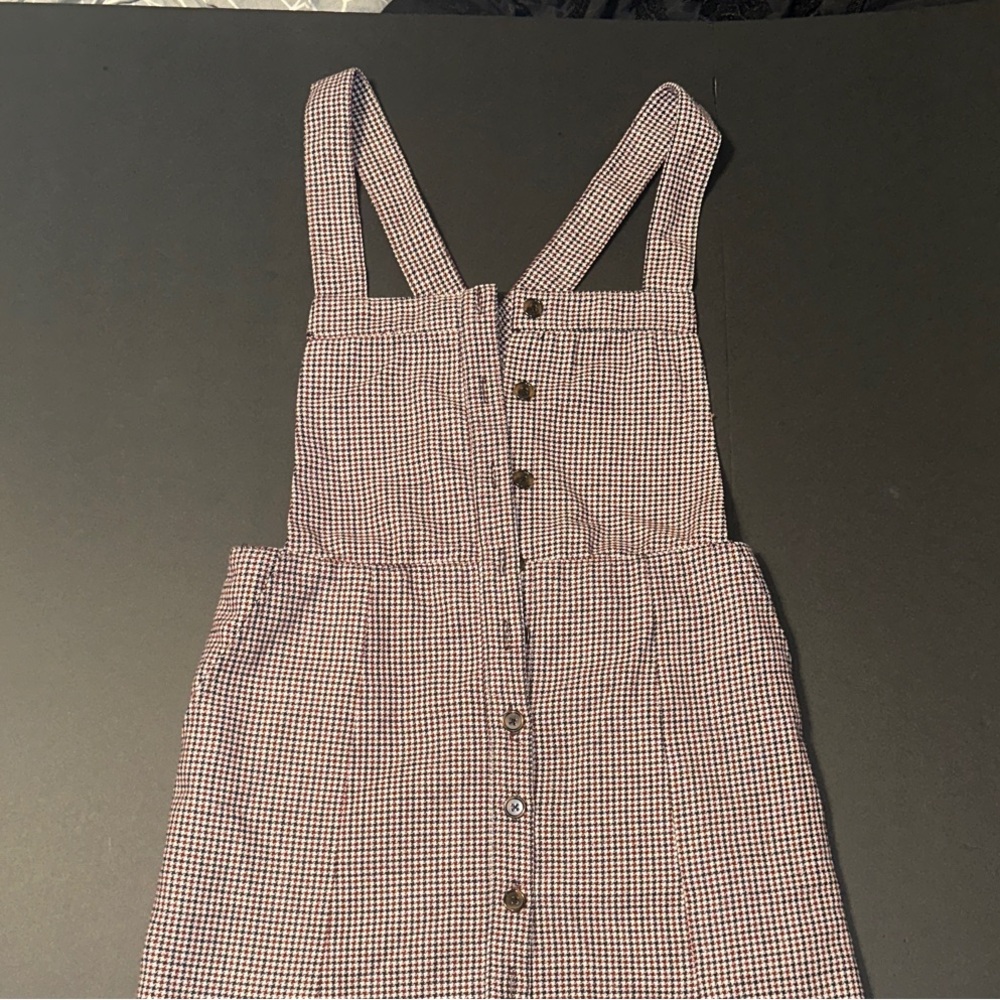 Checkered Button-Down Pinafore Dress